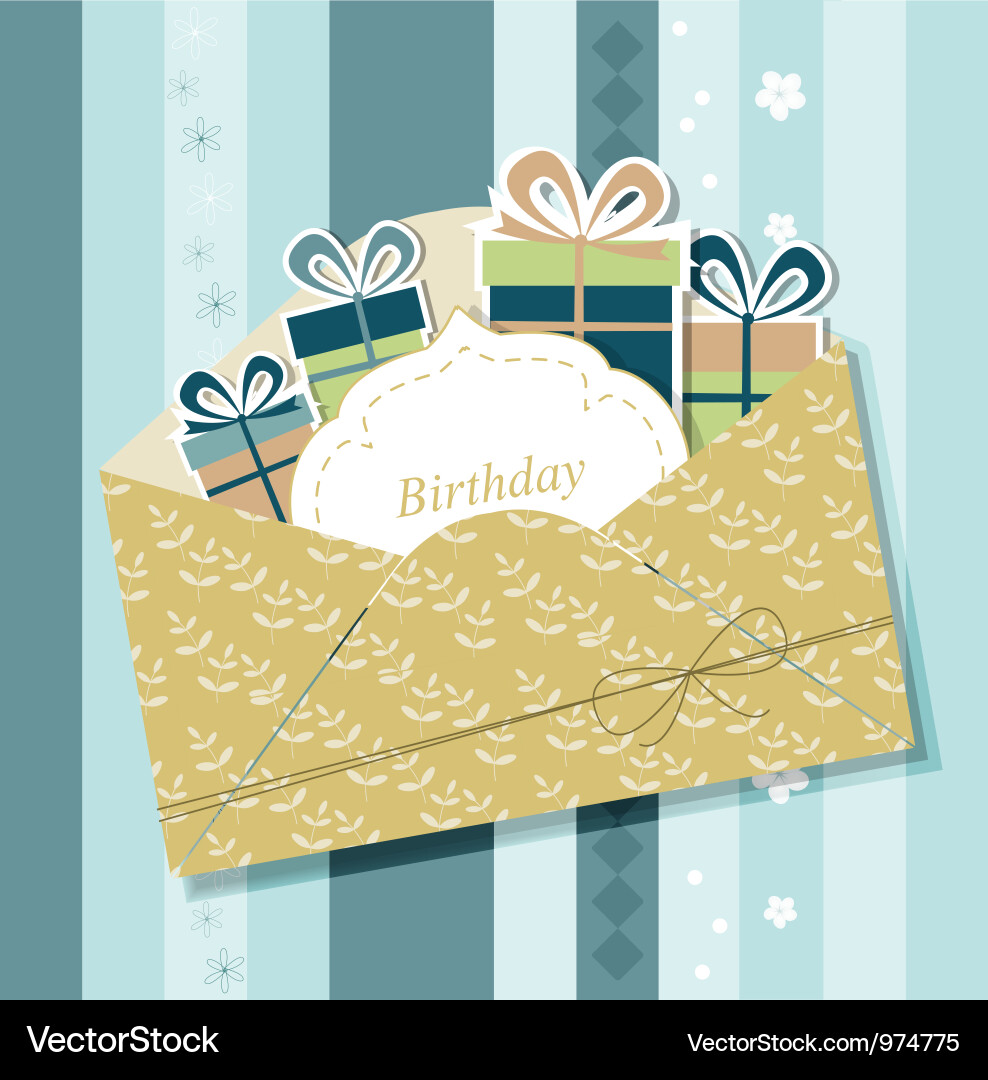 Greeting card with envelope Vector Image