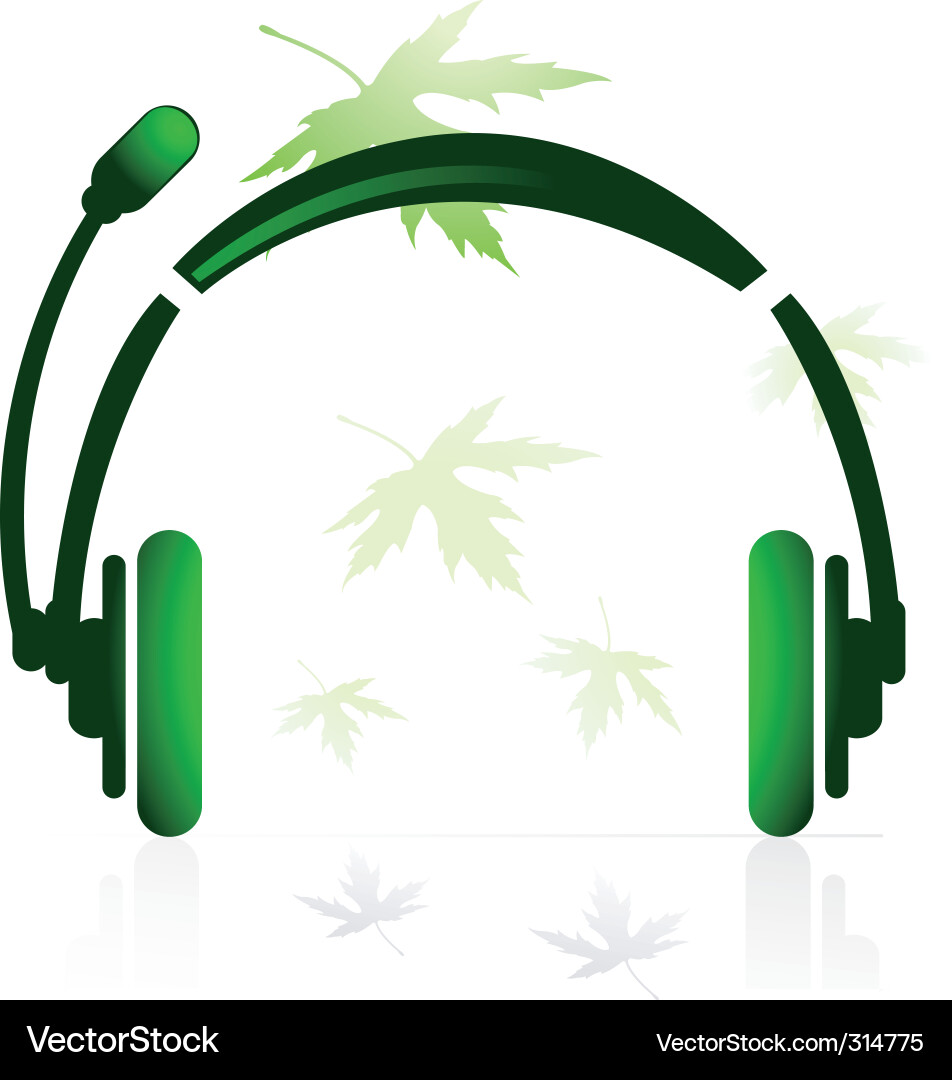 Headphone with Falling Leaf Vector Image