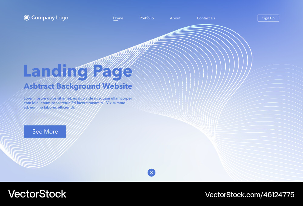 Landing page abstract wave background website Landing page abstract wave background website vector image