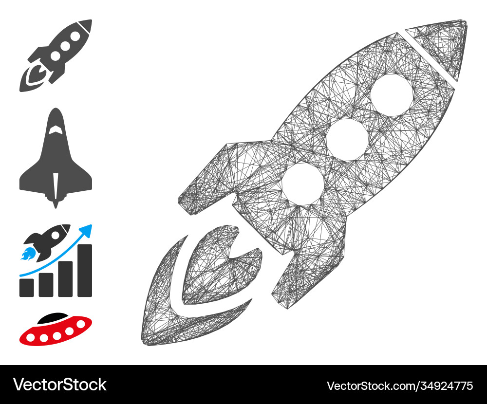 Linear space rocket mesh vector image
