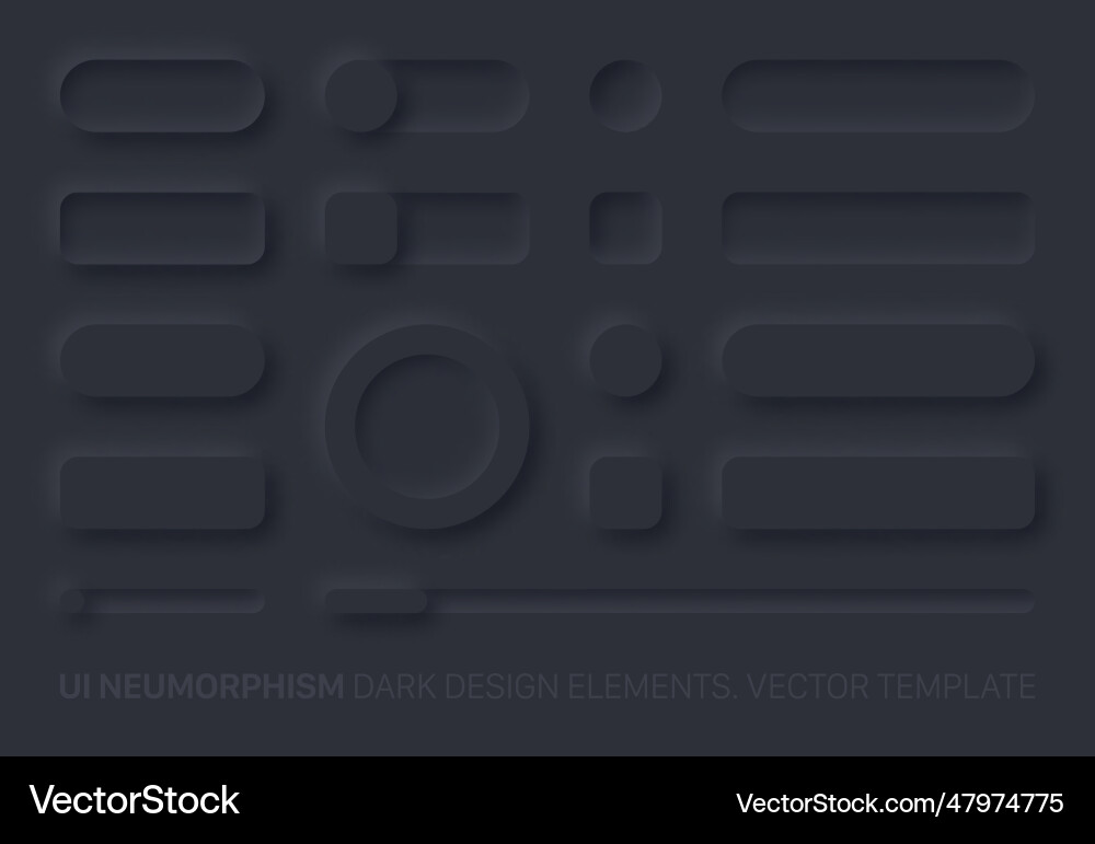 Neumorphe App dunkel ui design elemente set Neumorphe App dunkel ui design elemente set vektorbild