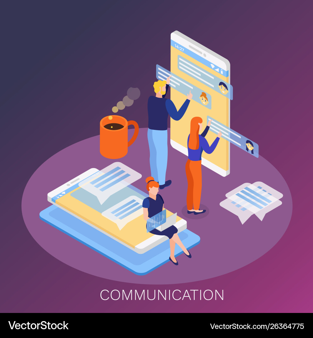 People interfaces isometric background Royalty Free Vector