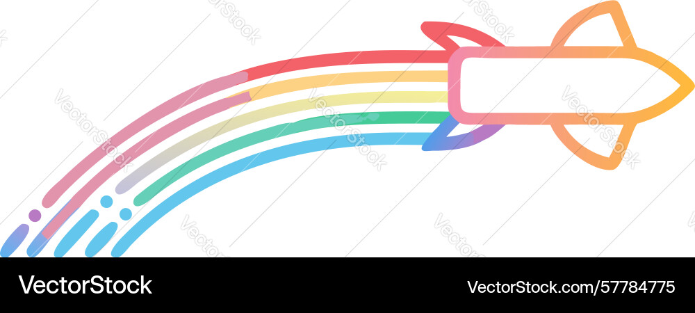 Rainbow arc trailing rocket design generative ai vector image