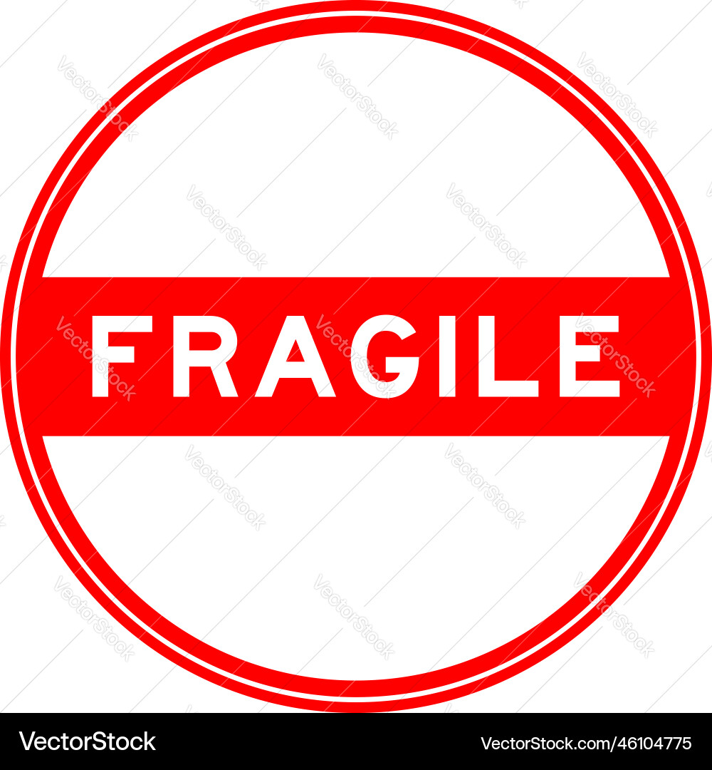 Red color round seal sticker in word fragile Vector Image