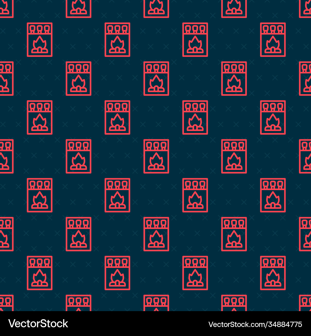 Red line open matchbox and matches icon isolated Red line open matchbox and matches icon isolated vector image