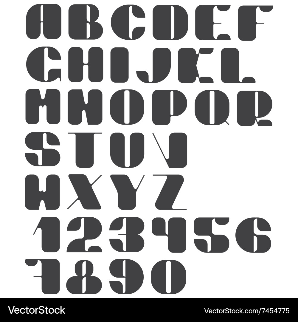 Set of letters and numbers Vector Image