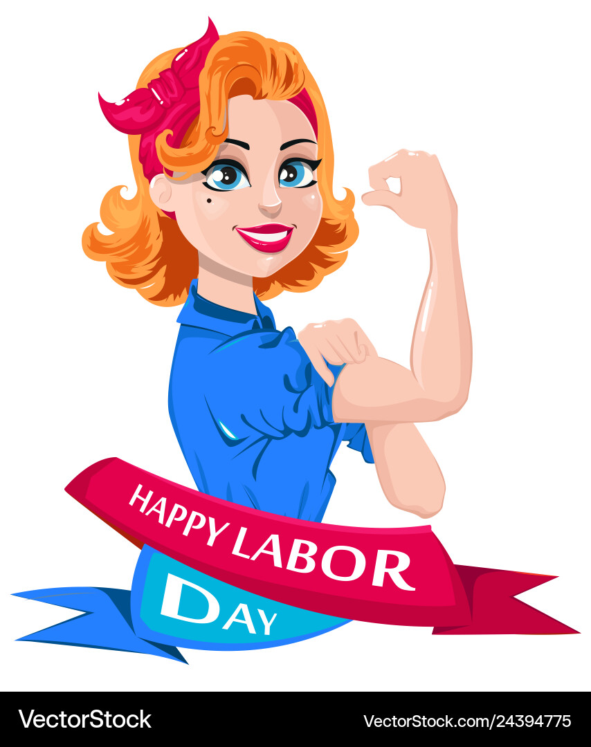 Strong Woman Labor Day Pop Art Vector Image