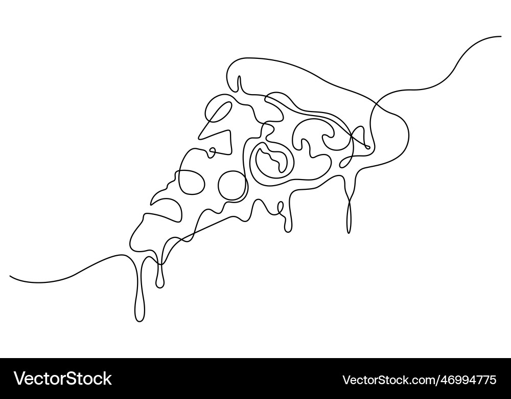 Thin Sliced Pizza Line Art vector image