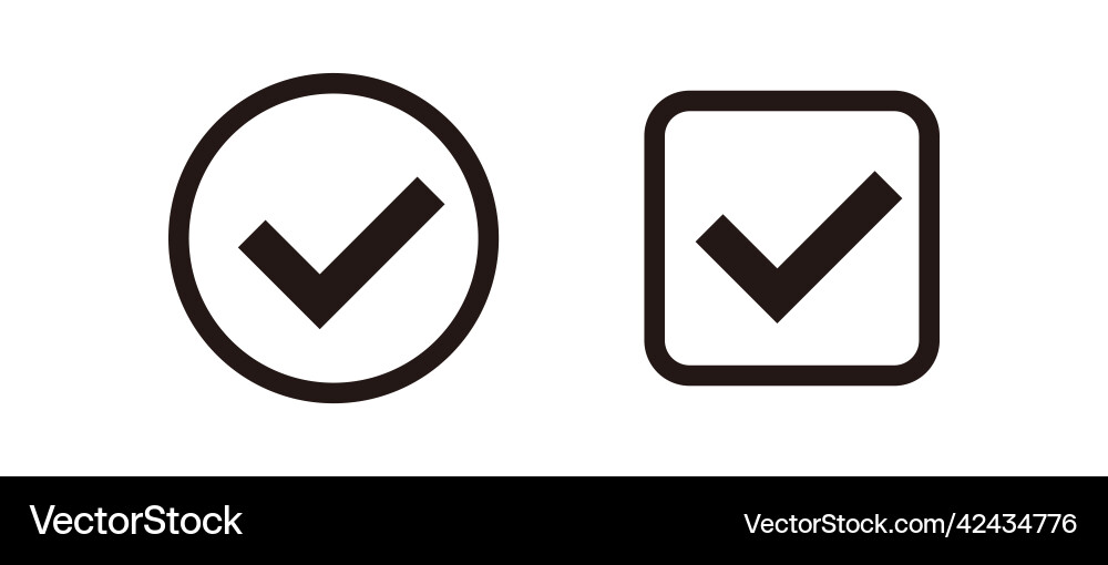 A simple set of circle and square check mark icons vector image
