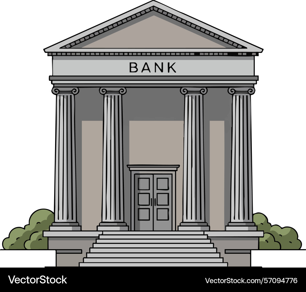 Bank building with classical columns and stairs Bank building with classical columns and stairs Vector Image