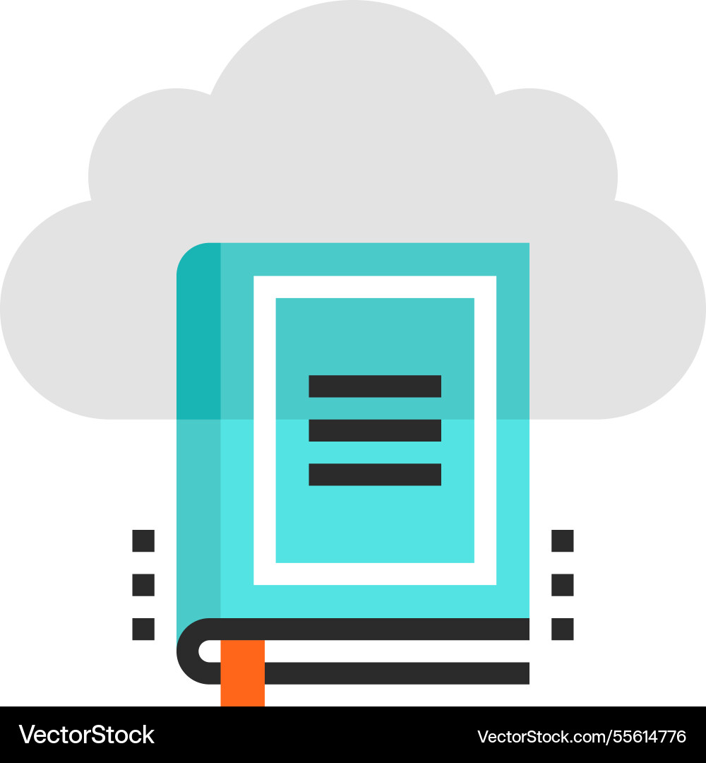 Digital library flat line web icon concept Digital library flat line web icon concept vector image