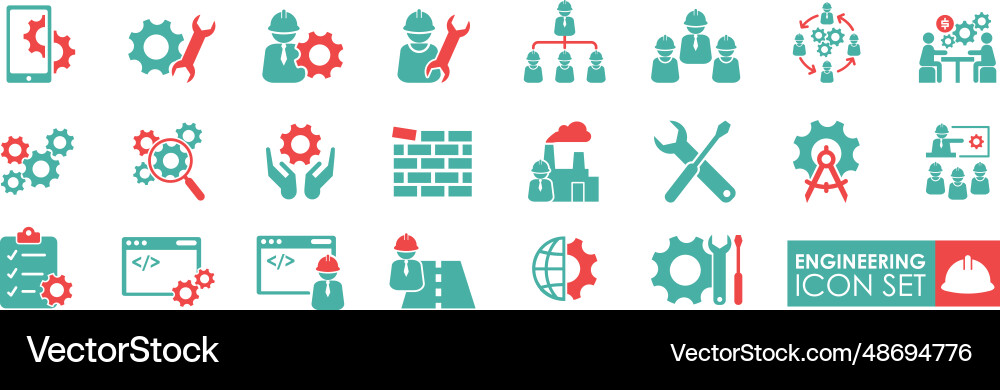 Engineering Icon Set - Solid Style vector image
