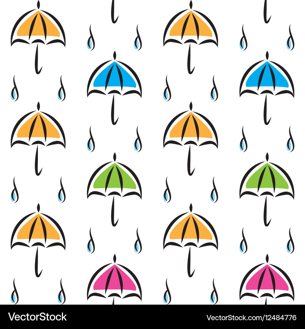 Fun pattern with colorful umbrellas and rain Vector Image