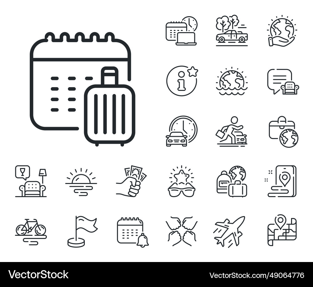 Gepäckkalender Linie Icon Reise Gepäcktasche Gepäckkalender Linie Icon Reise Gepäcktasche vektorbild