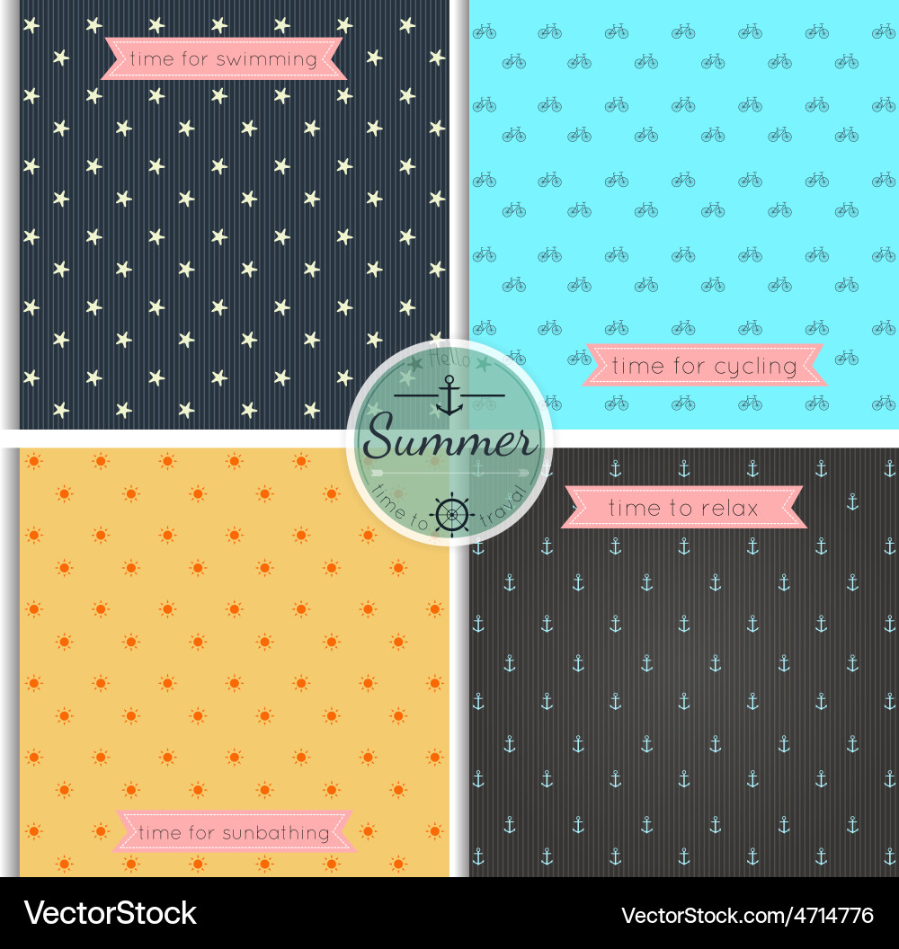 Hipster background summer time pattern set vector image