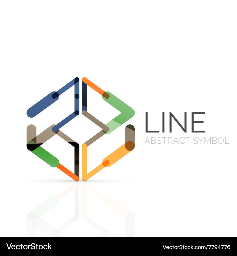 Linear abstract logo connected multicolored vector image
