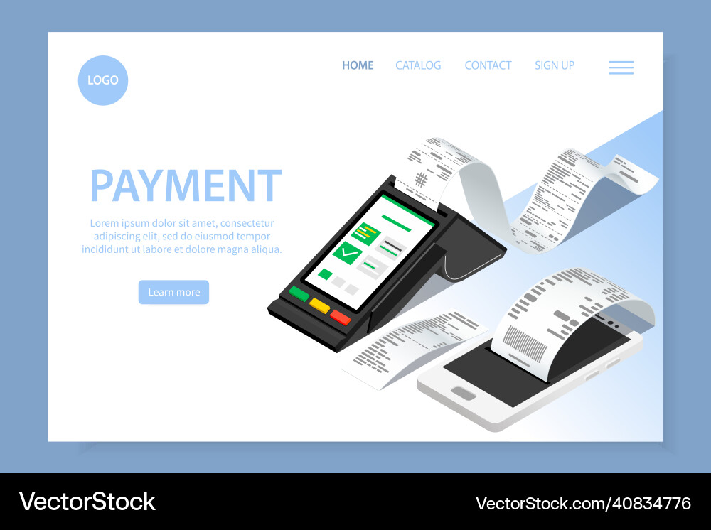 Payment receipt landing page vector image