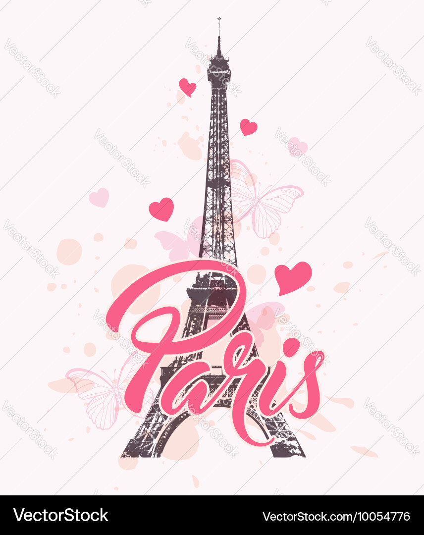 Romantic background with eiffel tower vector image