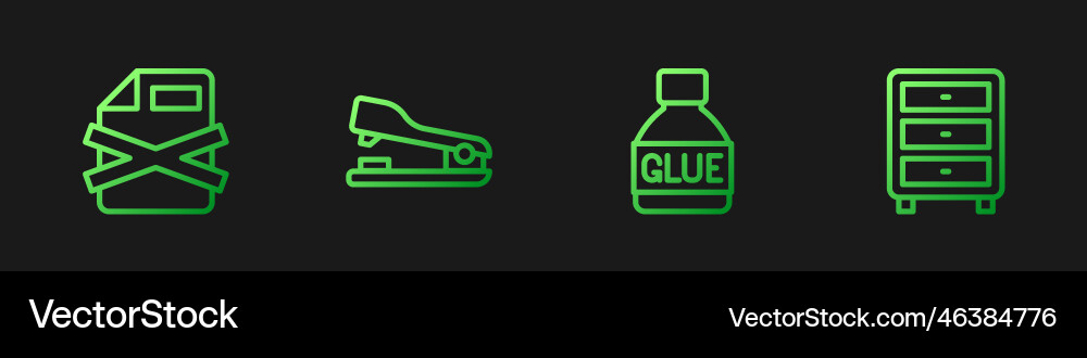 Set line glue delete file document stapler vector image
