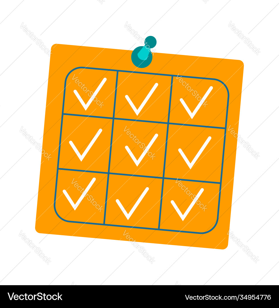 Task cards attached to board using pins Task cards attached to board using pins vector image