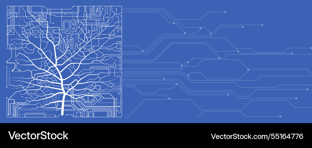 Tree of innovation merging nature and circuit Tree of innovation merging nature and circuit vector image