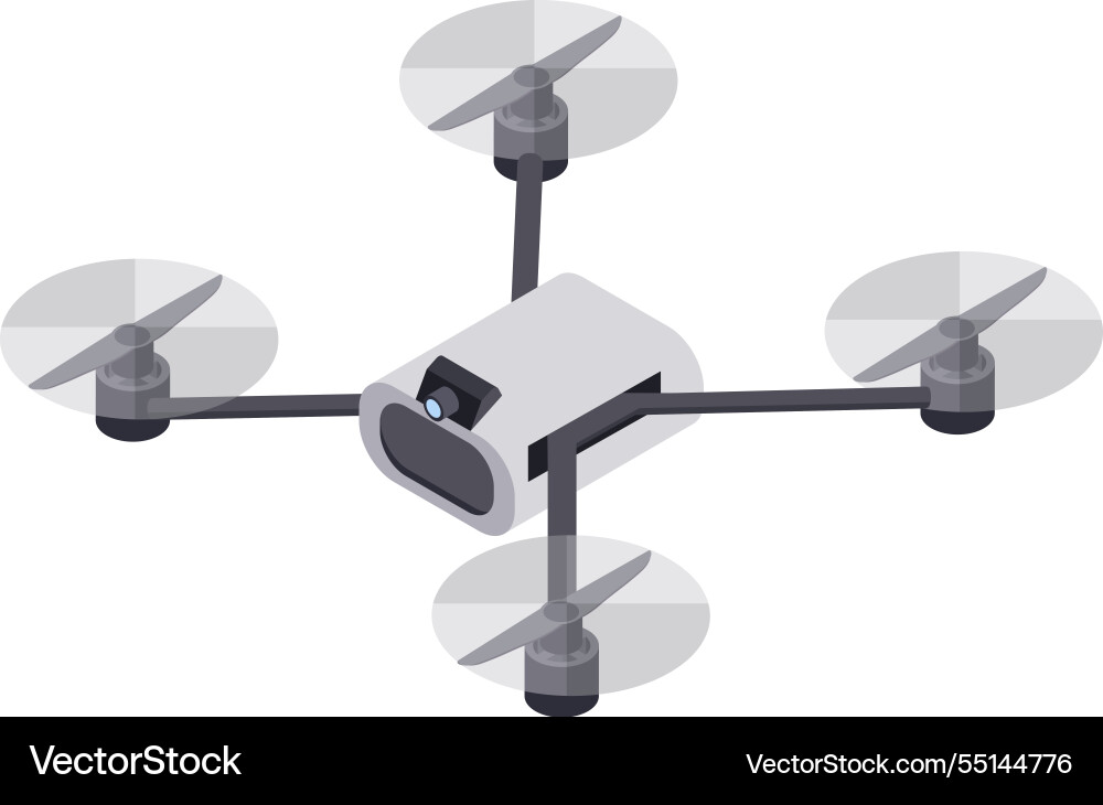 White drone hovering and recording with camera White drone hovering and recording with camera vector image