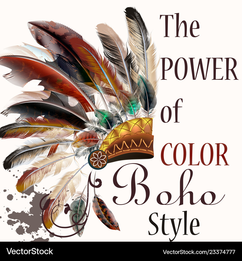 Boho Feather Kopfschmuck - Tribal Style Vektorbild