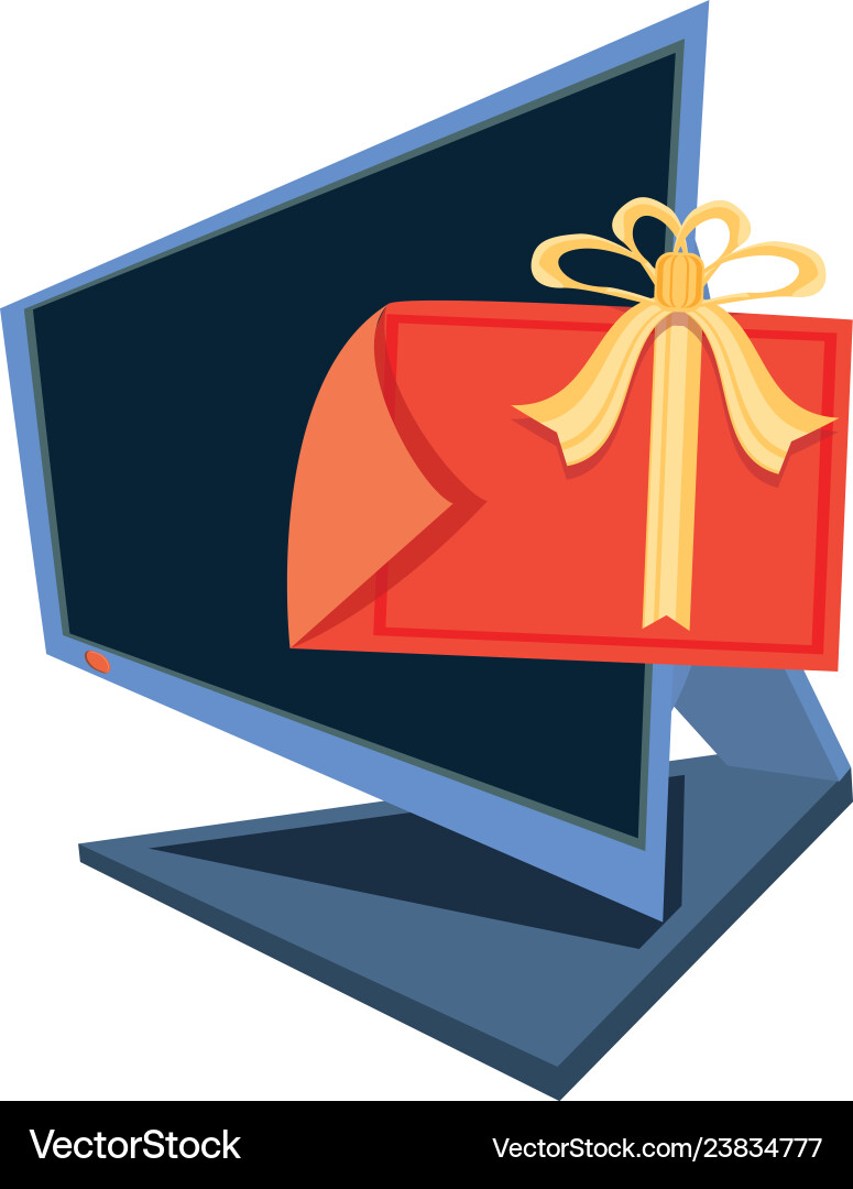 Computer desktop with delivery app Computer desktop with delivery app Vector Image