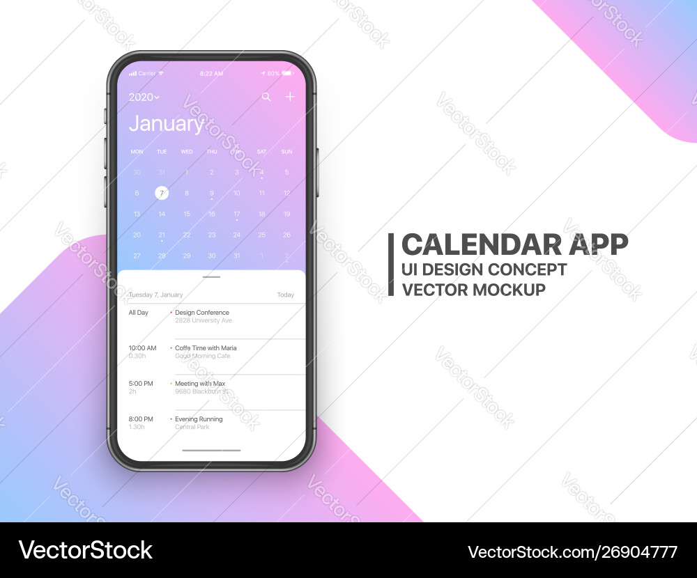Design calendar app ui ux concept Design calendar app ui ux concept vector image
