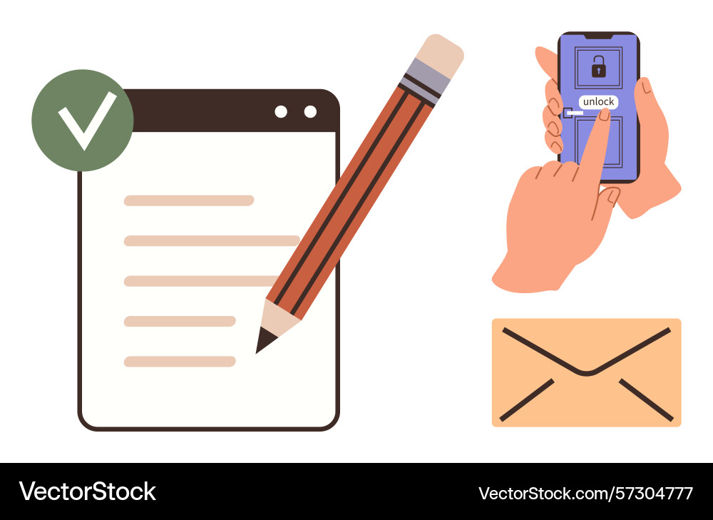 Digital document management with authentication Digital document management with authentication Vector Image
