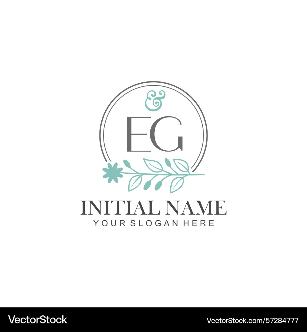 Eg initial logo templates with botanical elements Vector Image