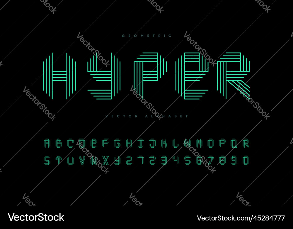 Future linear font and alphabet eps10 vector image