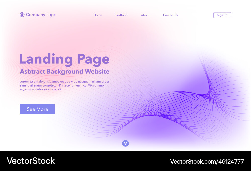 Landing page abstract wave background website Landing page abstract wave background website Vector Image