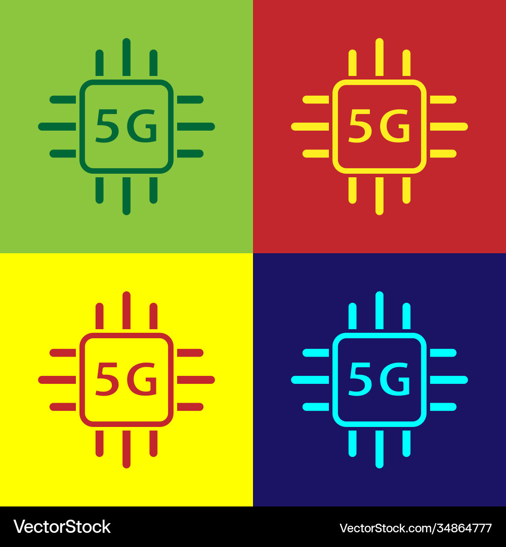 Pop art computer processor 5g with microcircuits Pop art computer processor 5g with microcircuits vector image