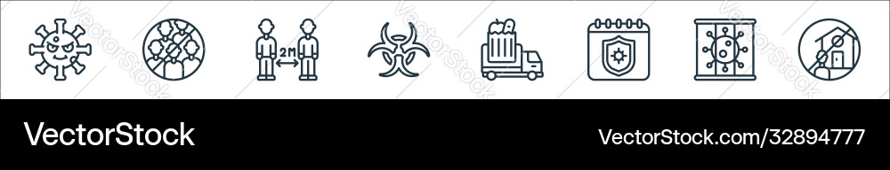 Self isolation line icons linear set quality Self isolation line icons linear set quality vector image