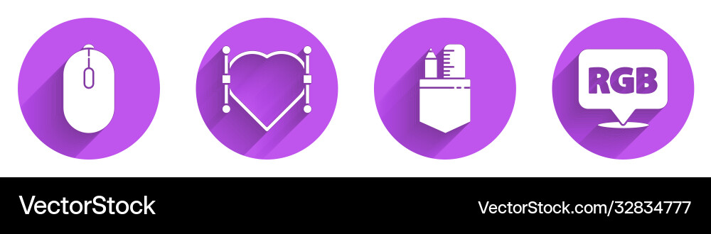 Set computer mouse heart with bezier curve Vector Image