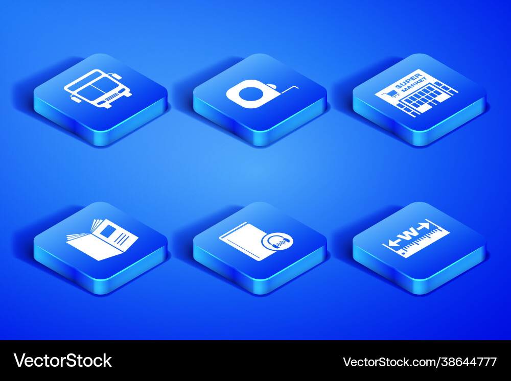 Set measuring height and length bus audio book vector image