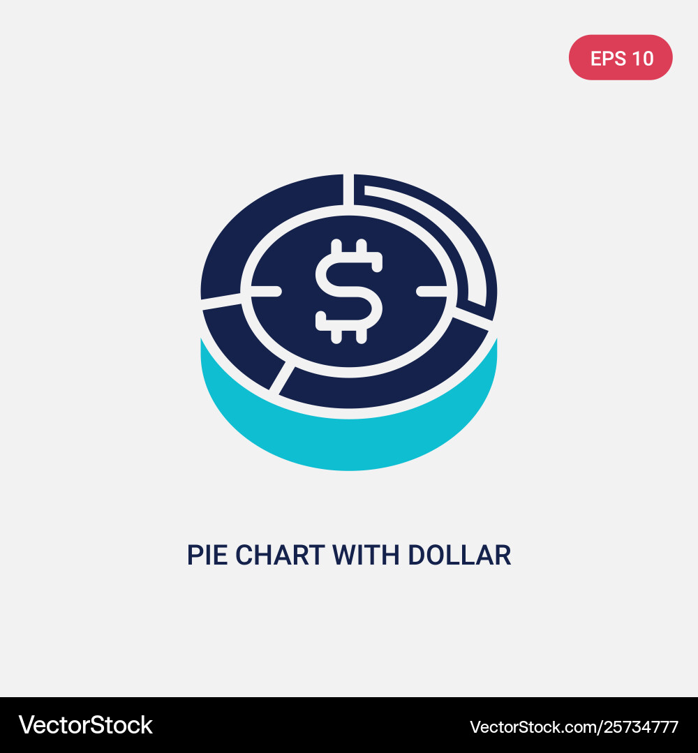 Two color pie chart with dollar icon from vector image