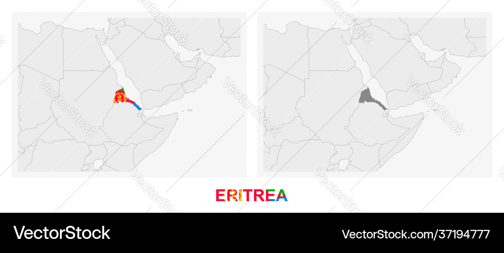 Two versions map eritrea with flag Two versions map eritrea with flag Vector Image