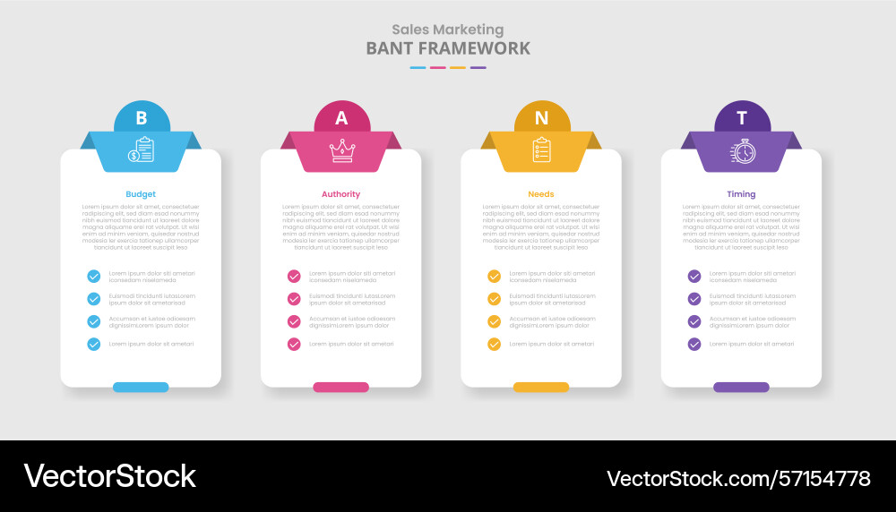 Bant framework for infographic with drop shadow Vector Image
