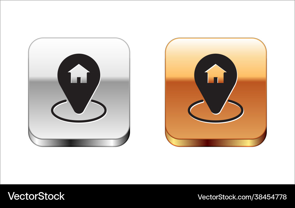 Black map pointer with house icon isolated Black map pointer with house icon isolated vector image
