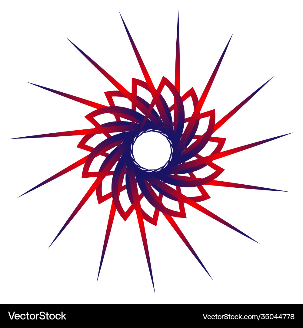 Circular fractal wrapped in red abstract lines vector image