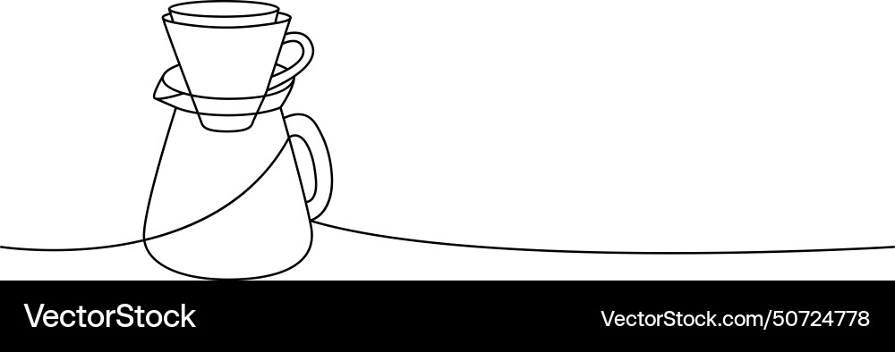 Coffee maker with paper filter one line continuous Coffee maker with paper filter one line continuous Vector Image