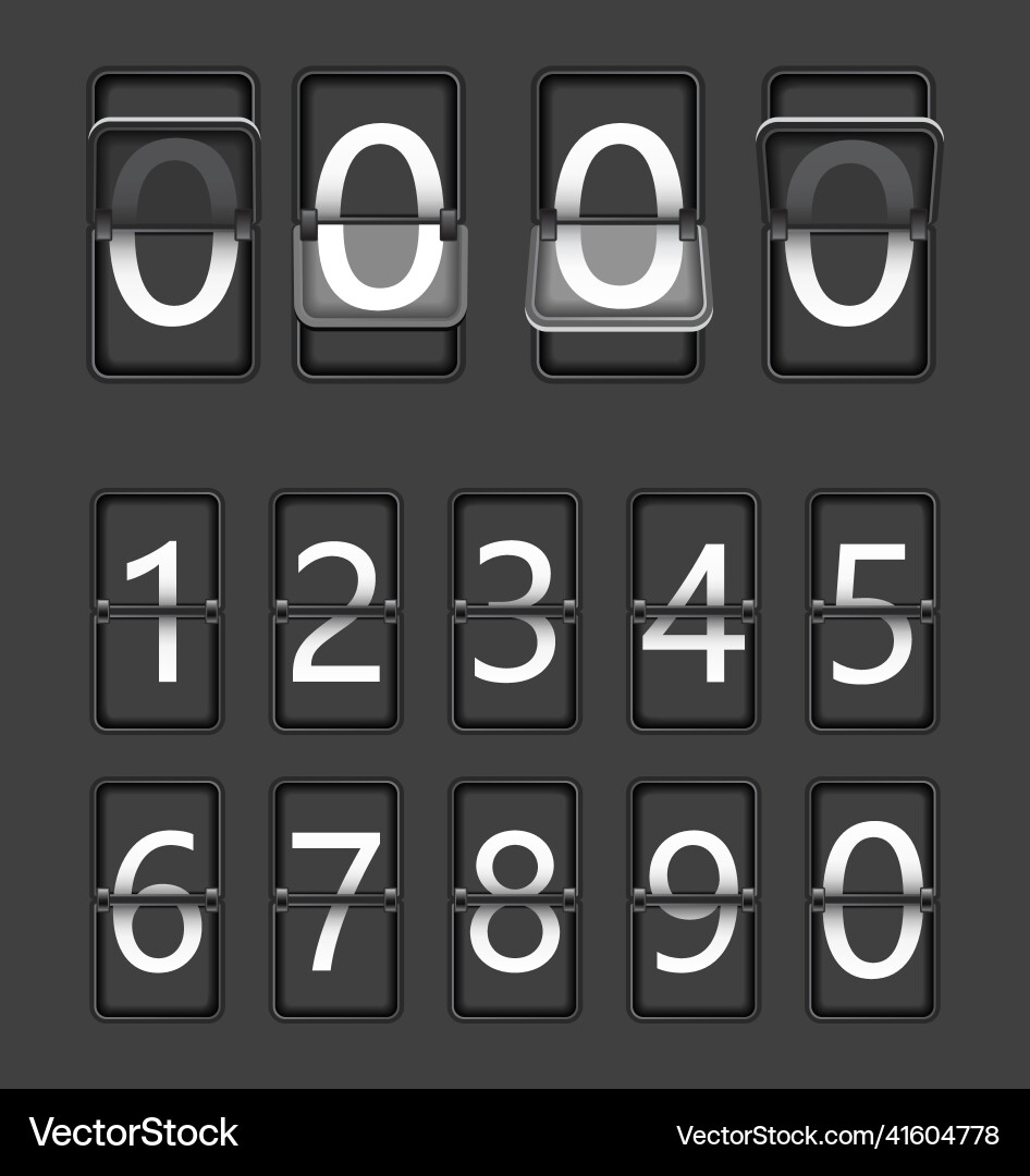 Countdow timer clock mechanical flip scoreboard vector image