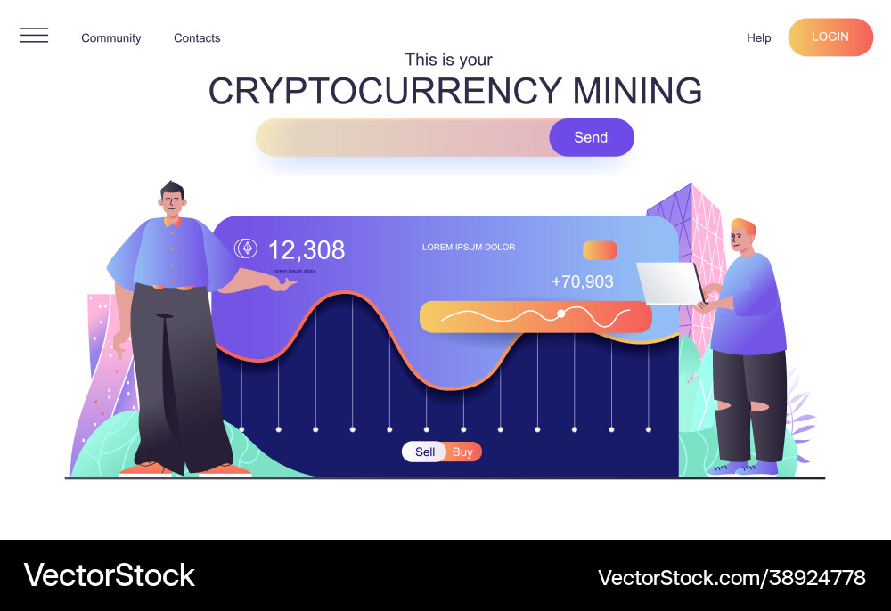 Cryptocurrency mining web concept for landing page Cryptocurrency mining web concept for landing page vector image