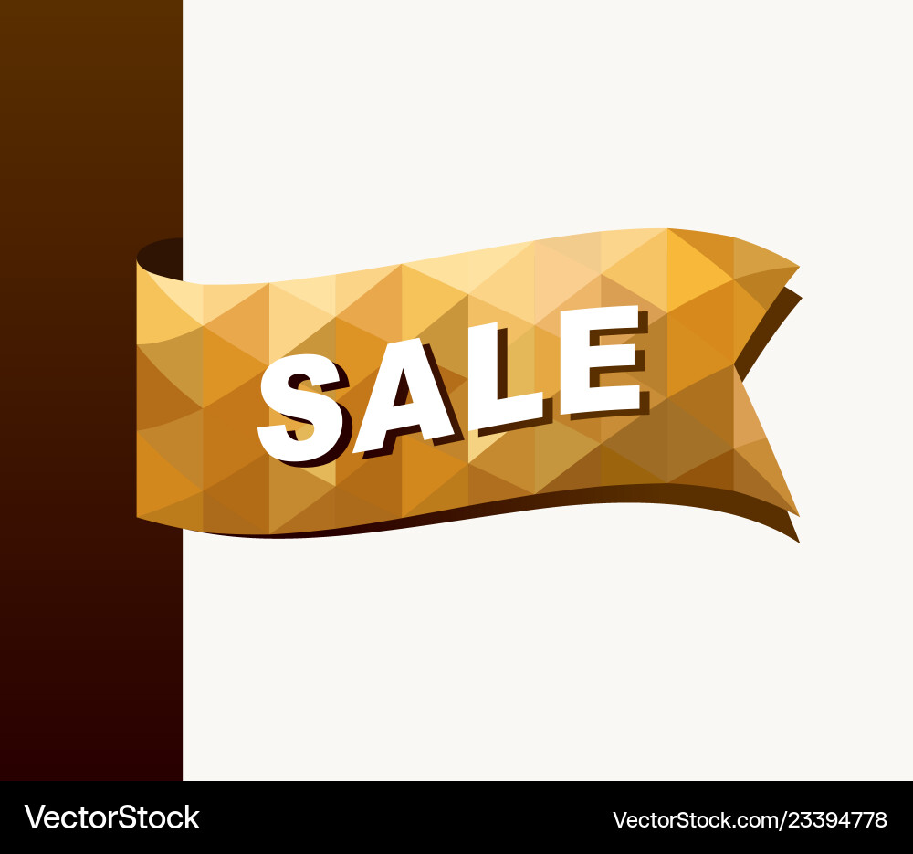 Golden triangular tag waving flag with shadow Golden triangular tag waving flag with shadow vector image