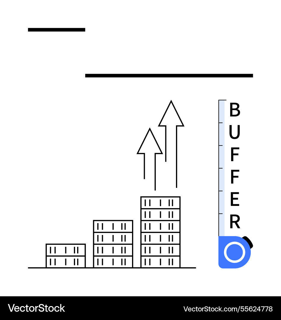 Growth chart with stacked blocks and arrows next Growth chart with stacked blocks and arrows next vector image