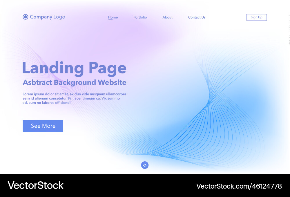 Landing page abstract wave background website Landing page abstract wave background website vector image