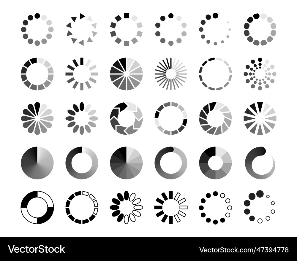 Loading icons load progress circle loader ui vector image