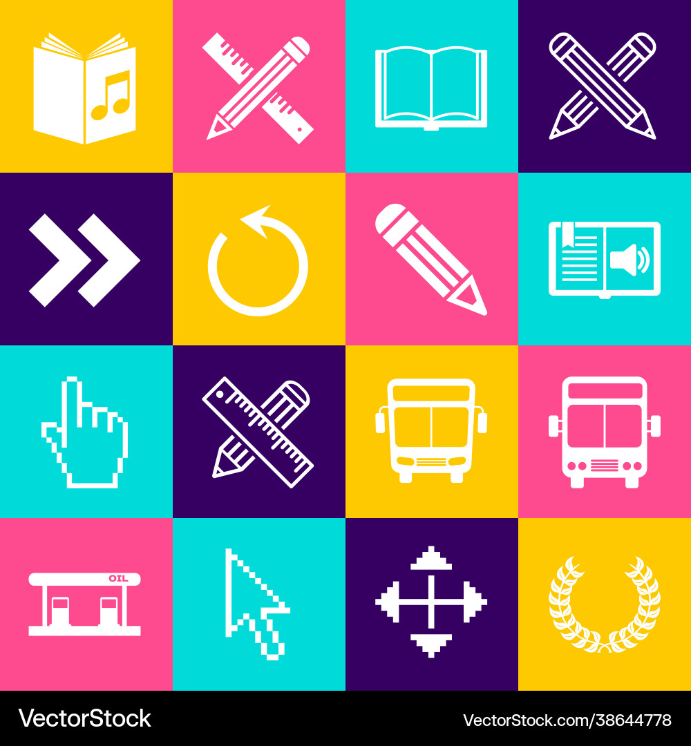Set laurel wreath bus audio book open refresh Set laurel wreath bus audio book open refresh vector image